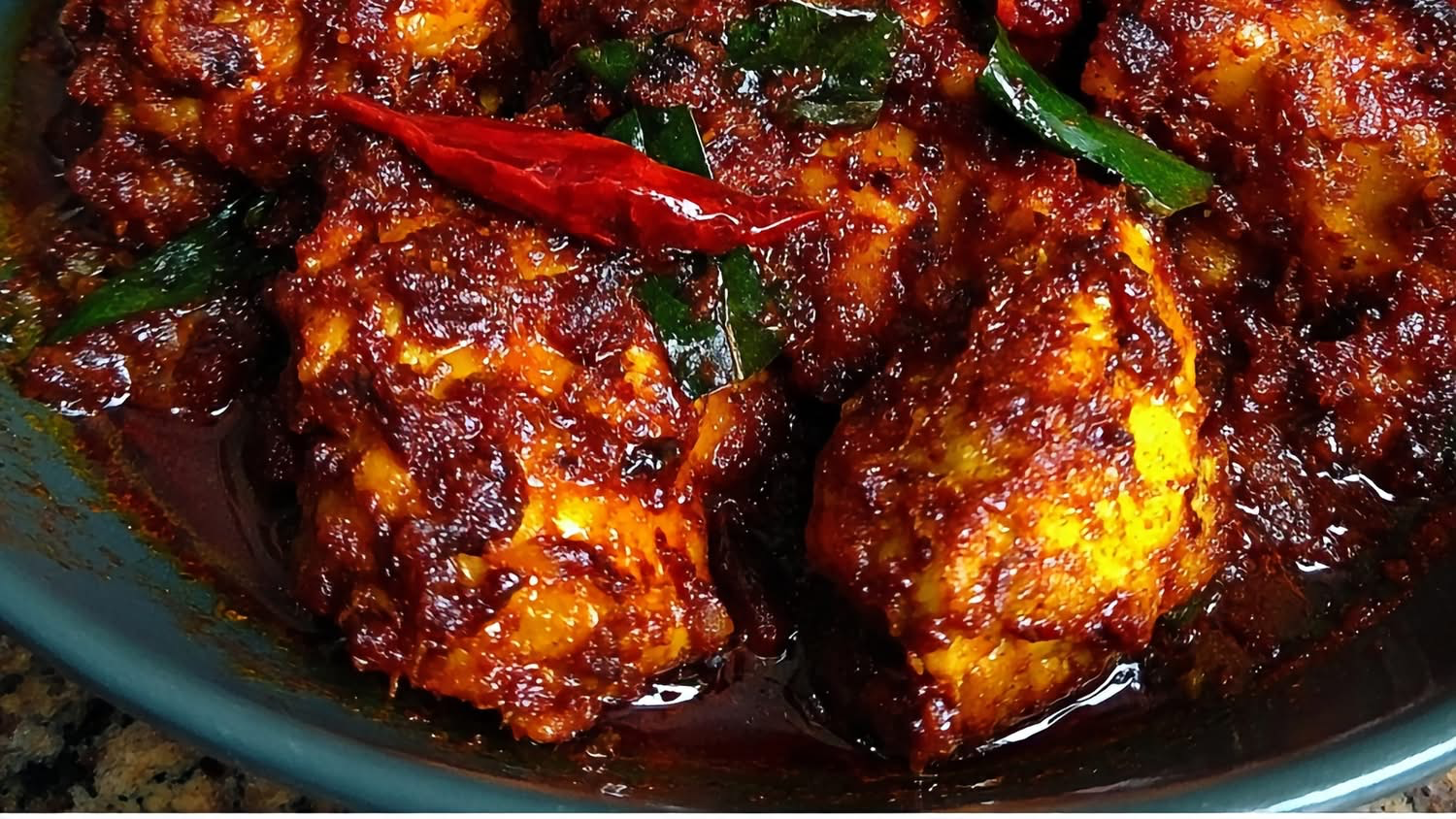 Fiery Mangalorean Chicken Ghee Roast with Roasted Spices and Rich, Buttery Masala